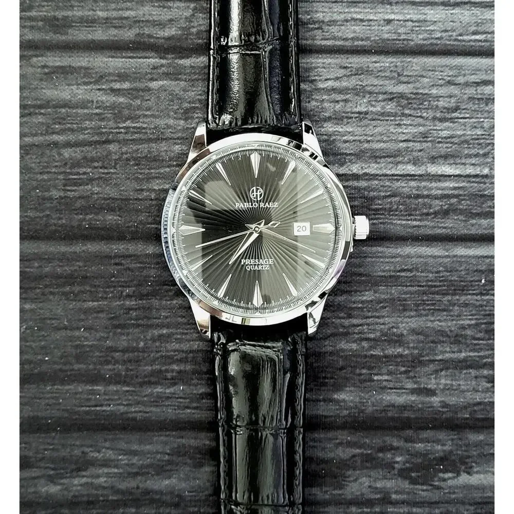 New Vintage Pablo Raez 40mm Mens Slv‎ Blk Blk Presage Watch